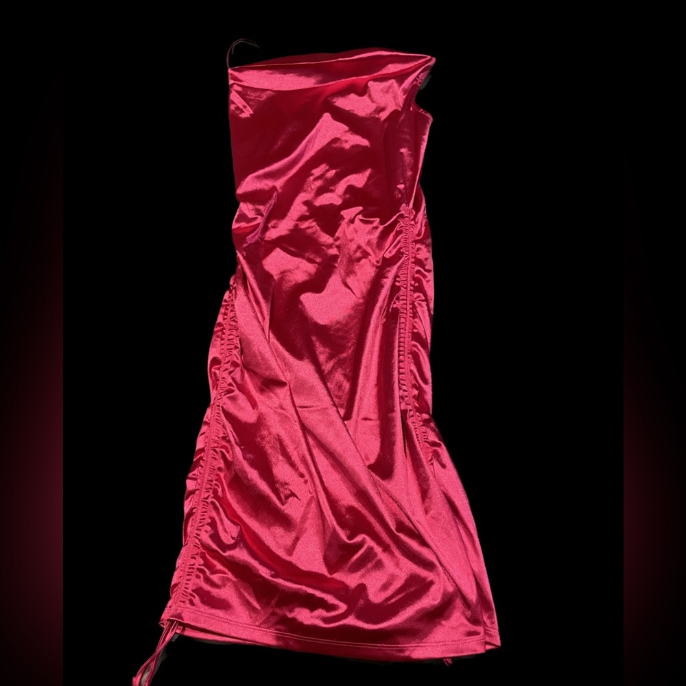 Hot Pink Satin-Type BodyCon Dress